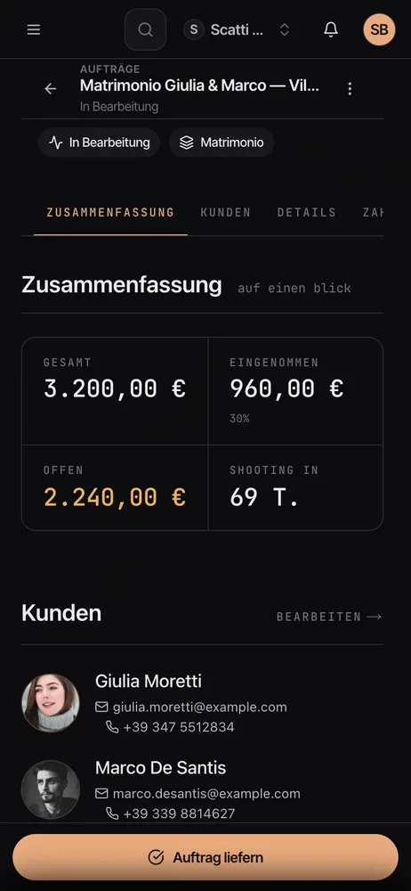 Das Studio auf dem Handy